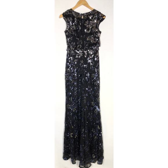 Badgley Mischka Midnight Swirl Gown Maxi Dress 4 - Picture 5 of 13